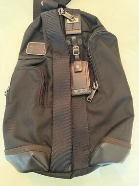 Tumi Black Durable Nylon Sling Bag